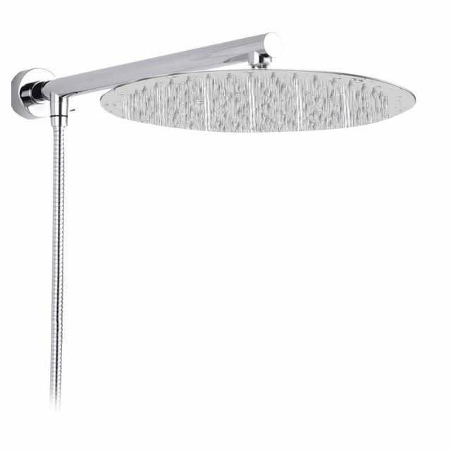 Wall-Mounted Rainfall Shower Head with Adjustable Arm and Hose