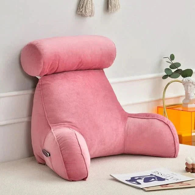 Backrest Reading Pillow with Arm Support and Pocket | Comfortable Upright Seating | For Beds, Sofas, and Chairs