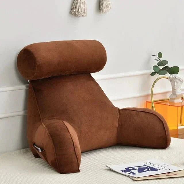 Backrest Reading Pillow with Arm Support and Pocket | Comfortable Upright Seating | For Beds, Sofas, and Chairs