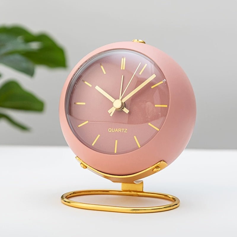 Retro Alarm Clock in a Round Metal Case | Silent Non-Ticking Movement with a Built-In Night Light | 3.1 x 4.1 in, 4 Colors