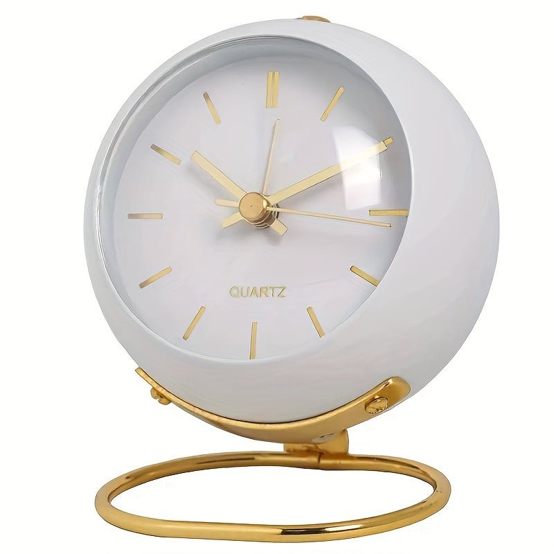 Retro Alarm Clock in a Round Metal Case | Silent Non-Ticking Movement with a Built-In Night Light | 3.1 x 4.1 in, 4 Colors