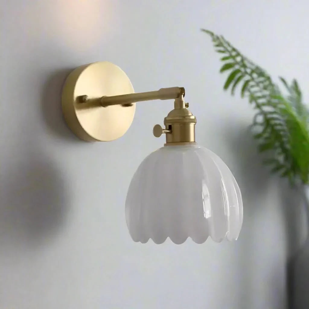 Tulip Glass Wall Sconce | Decorative Tulip-Shaped Shade | Wall-Mounted for Living Rooms and Bedrooms