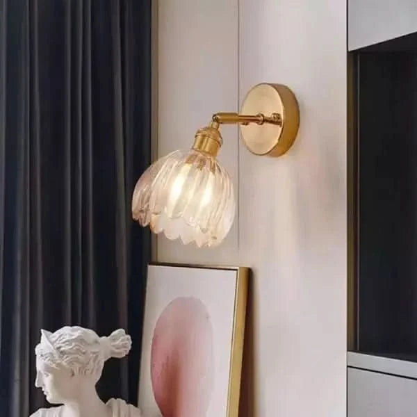 Tulip Glass Wall Sconce | Decorative Tulip-Shaped Shade | Wall-Mounted for Living Rooms and Bedrooms