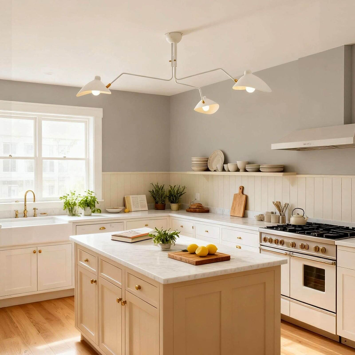 Multi-Arm Ceiling Light with Directional Reflectors | 3-Arm or 6-Arm Configurations | Spans Up to 86.6 Inches