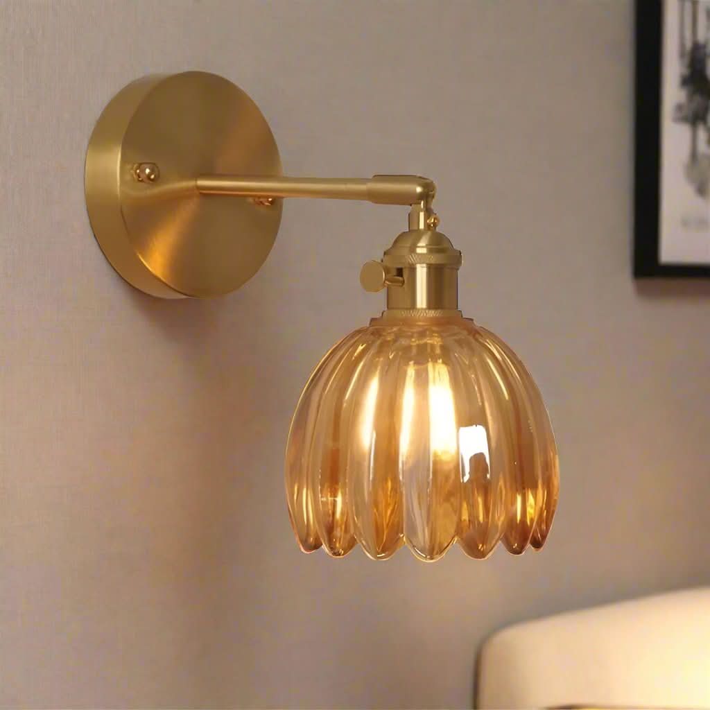 Tulip Glass Wall Sconce | Decorative Tulip-Shaped Shade | Wall-Mounted for Living Rooms and Bedrooms