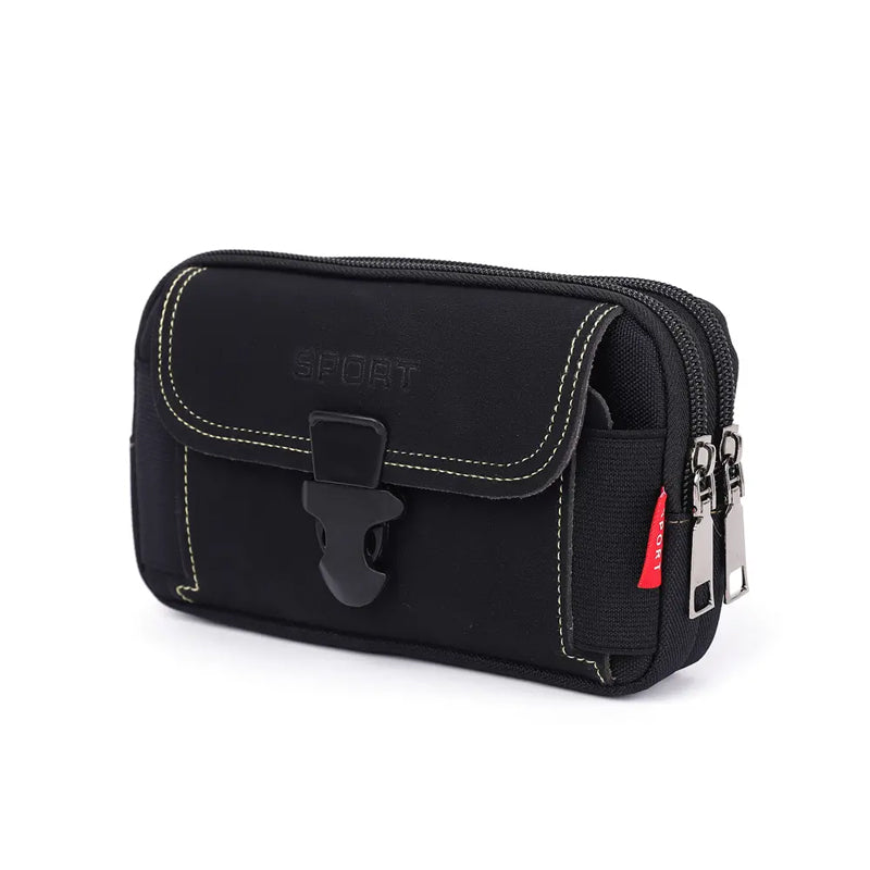 Canvas Phone Pouch for Men with a Belt Loop | Two Compartment Waist Bag for Keys Cards and Cash up to 6.1 Inch
