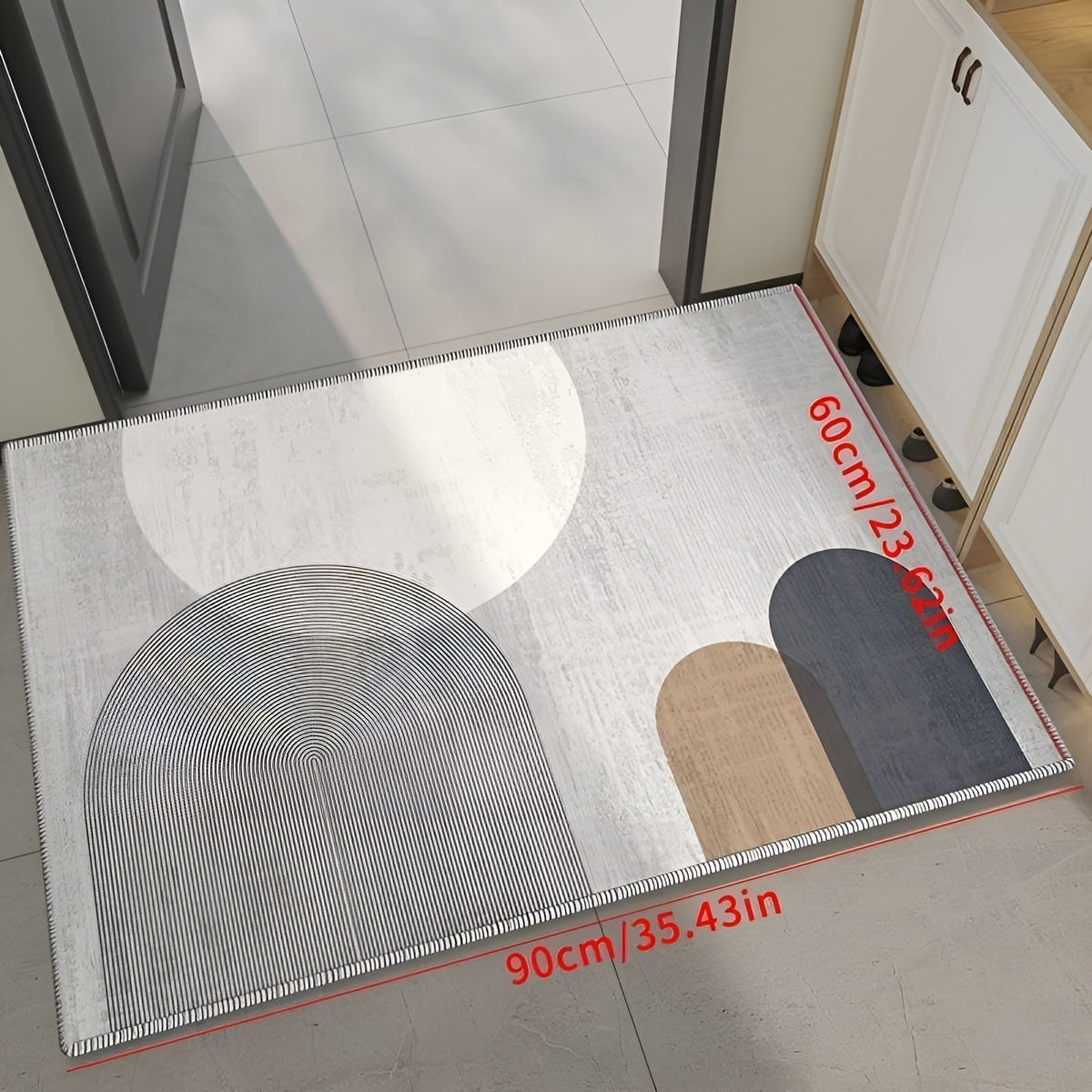 Absorbent Kitchen Floor Mat with Abstract Print | Cushioned Non-Slip Backing, Machine Washable | 3 Sizes | 2 Designs