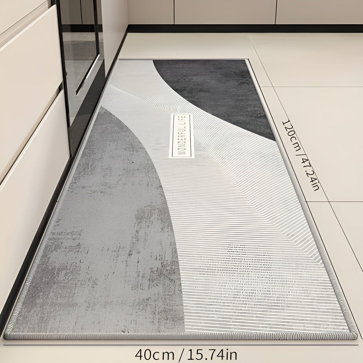 Cushioned Kitchen Rug with Non-Slip Backing | Absorbs Spills and Machine Washable at 86 F | 3 Sizes