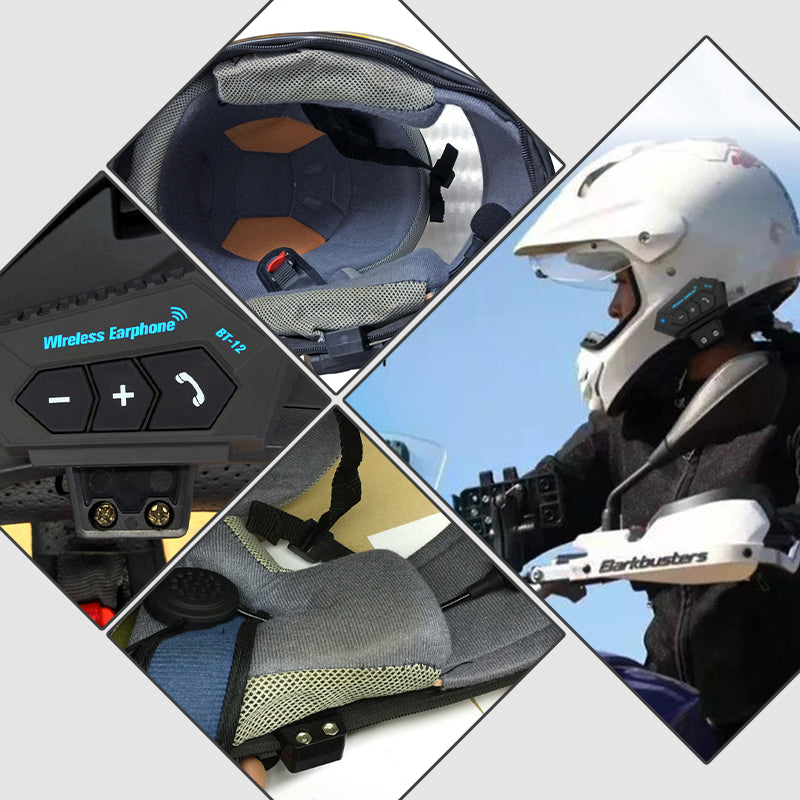 Motorcycle Helmet Headset with Boom Mic | Bluetooth Head Phones with a 5.0 Link and Wind Noise Reduction | 500 mAh Battery