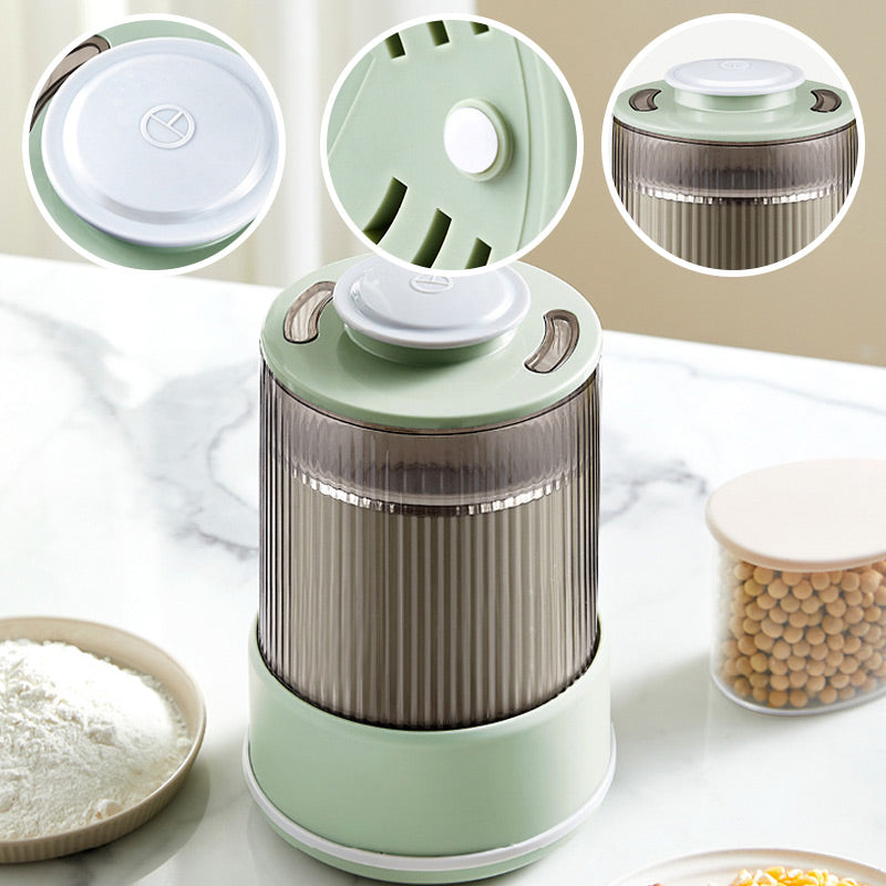 Electric Grain Mill for Coffee Beans, Spices, Herbs and Nuts | Dual Layer Grinding, Even and Fine | Compact Kitchen Cooking Tools
