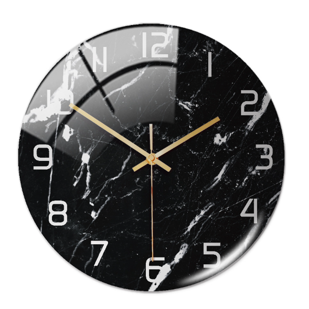 Round Wall Clock with Marble Print Acrylic Face | Silent Sweep Movement and 11.8 in Dial | 16 Colors