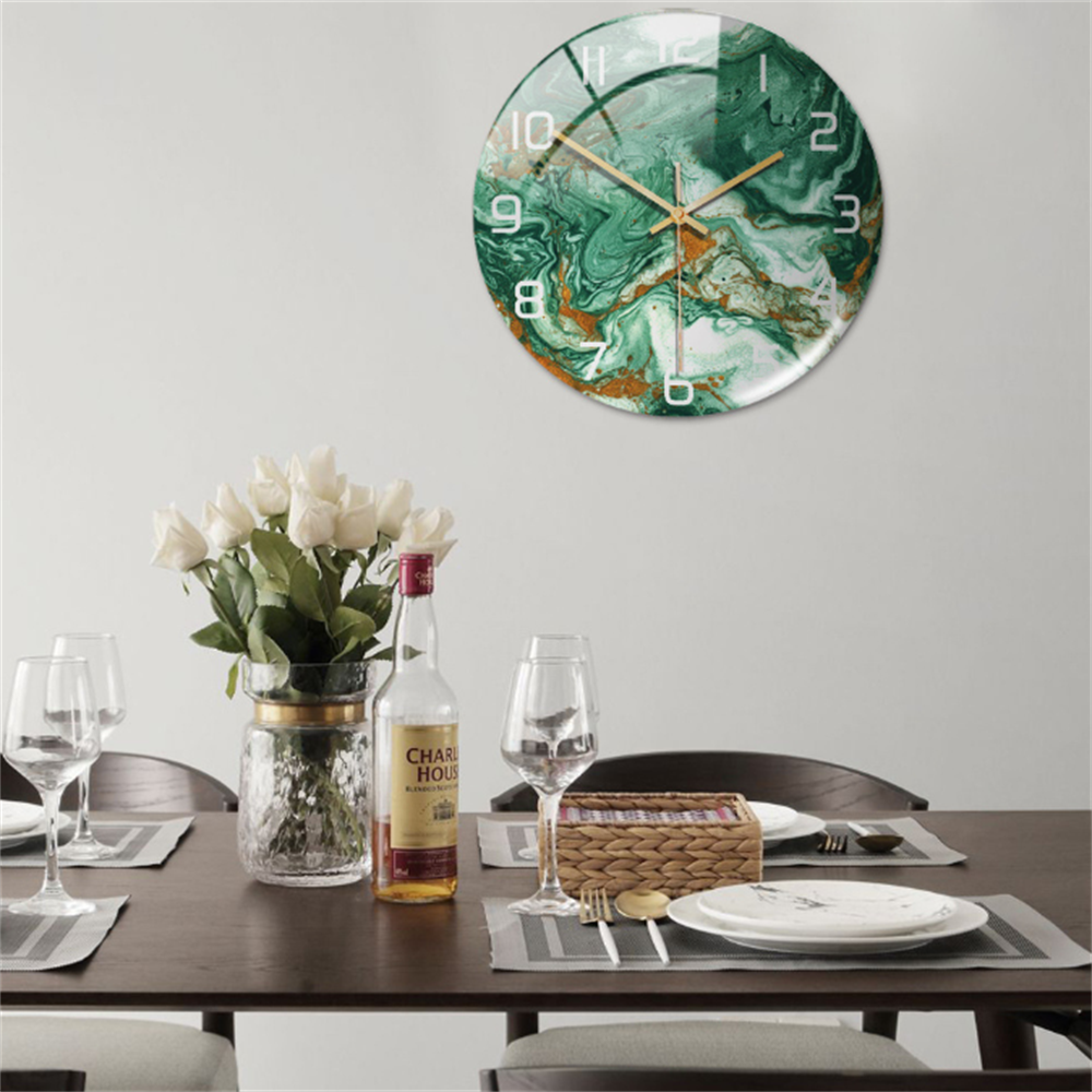 Round Wall Clock with Marble Print Acrylic Face | Silent Sweep Movement and 11.8 in Dial | 16 Colors
