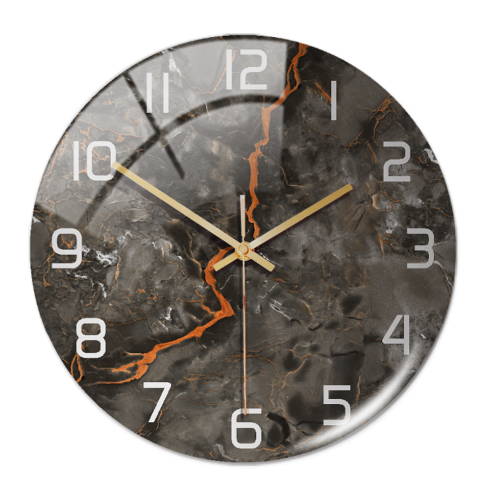 Round Wall Clock with Marble Print Acrylic Face | Silent Sweep Movement and 11.8 in Dial | 16 Colors