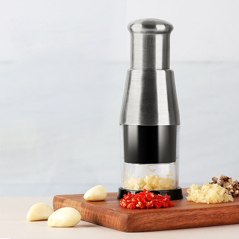 Stainless Steel Garlic Press with Push-Down Chamber | Minces a Clove in Seconds, No Knife or Board Needed | One Size