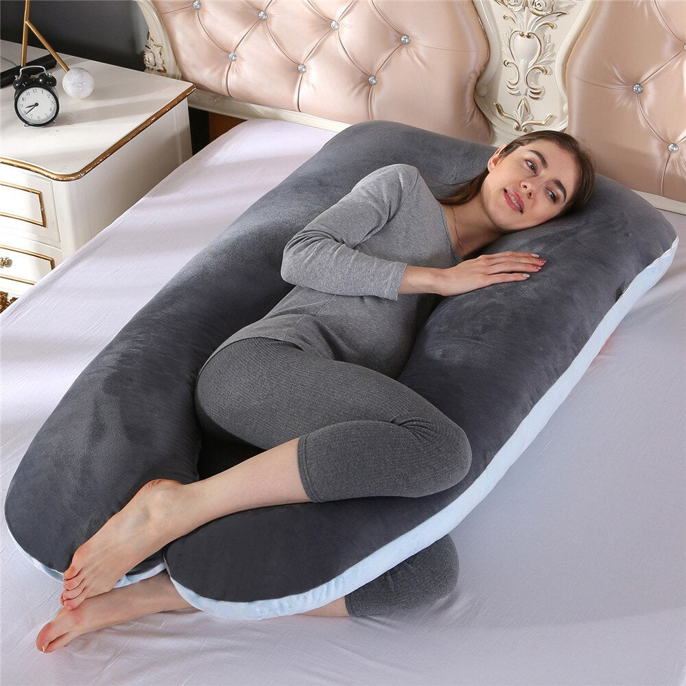 Full Body U-Shaped Neck Support Pillow for Side Sleepers | Soft Cotton Cover, 130 x 70 cm | 7 Colors