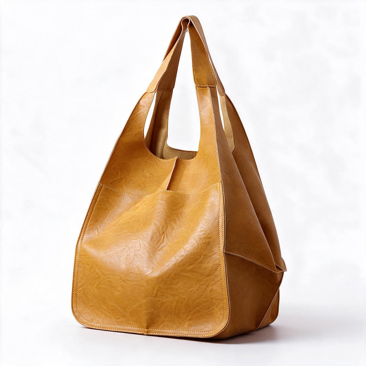 Oversized Leather Look Tote Bag in PU for Everyday Essentials | Roomy Slouchy Shoulder Carry | Five Colors
