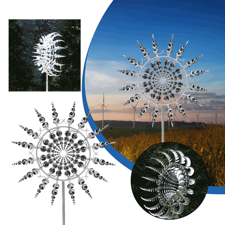 Kinetic Wind Spinner for the Yard | Garden Metal Art in Rust-Resistant Iron, 99 x 31.5 cm | Ball Bearing Hub