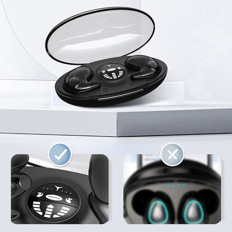 Ultra Flat Wireless Earbuds for Sleeping | Bluetooth In Ear Headphones with Mic | 24 Hour Charging Case