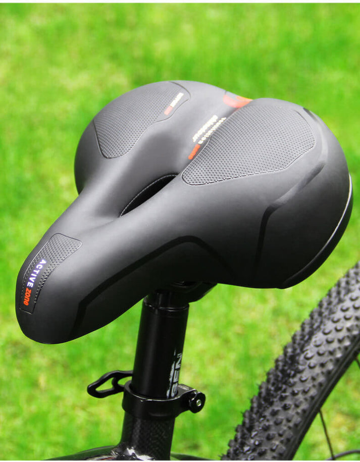 Wide Padded Comfort Saddle with a Luminous Rear Strip | Soft Cushioned Bike Accessories That Fit Any Standard Seatpost | Red or Blue