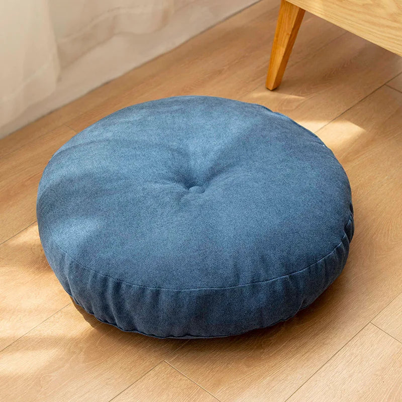 Round Floor Seat Cushion with Crocheted Texture | Fiber Filled for Meditation or Extra Seating | 3 Sizes | 5 Colors