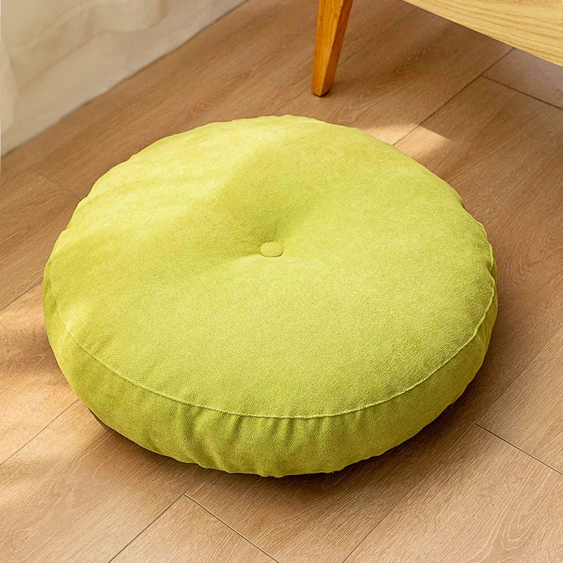 Round Floor Seat Cushion with Crocheted Texture | Fiber Filled for Meditation or Extra Seating | 3 Sizes | 5 Colors